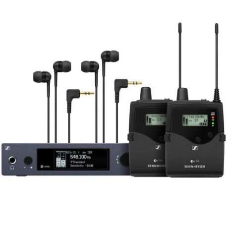 Sistema de monitoreo in-ear Sennheiser ew IEM G4 con transmisor de rack, petaca y audífonos IE 4