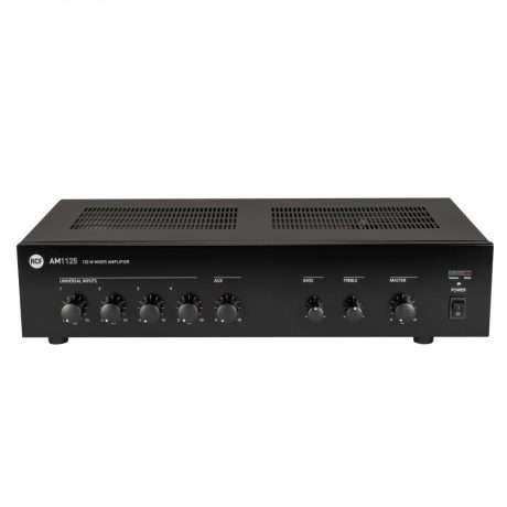 Amplificador mezclador RCF AM 1125 de rack con frente metálico negro