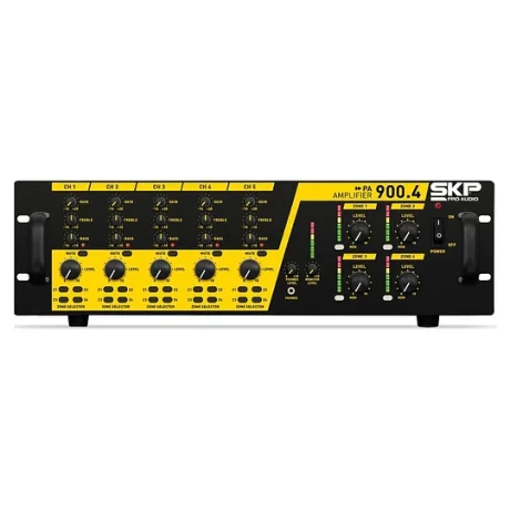 Amplificador multizona SKP PA 900.4 de rack 3U con medidores VU