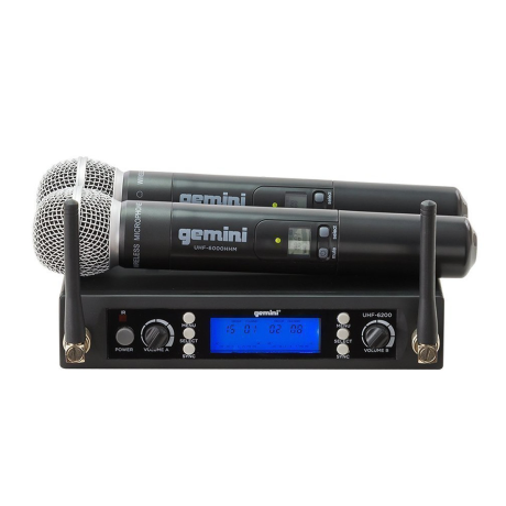 Sistema inalámbrico doble de mano Gemini UHF-6200M con receptor de pantalla LCD