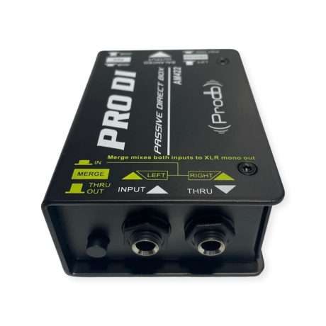 Caja directa pasiva ProDB AM422 de metal negro con interruptores de ground, merge y pad