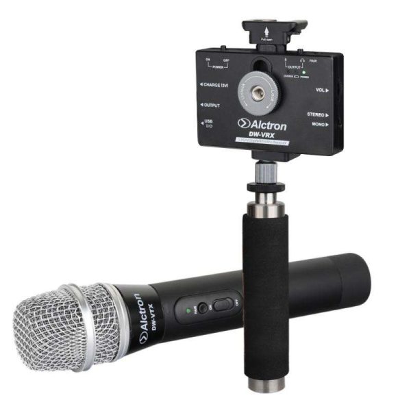 Sistema inalámbrico Alctron DW-V con micrófono de mano y receptor para celular y cámara