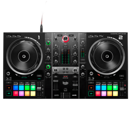 Controlador DJ Hercules Inpulse 500 de 2 canales con 16 pads RGB