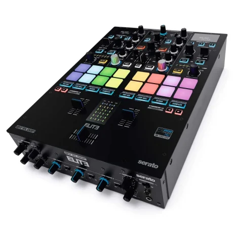Mixer DJ Reloop ELITE para Serato DJ Pro con pads RGB y pantallas OLED
