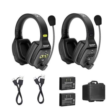 Intercomunicador inalámbrico Saramonic WiTalk WT2D con auriculares de doble oreja