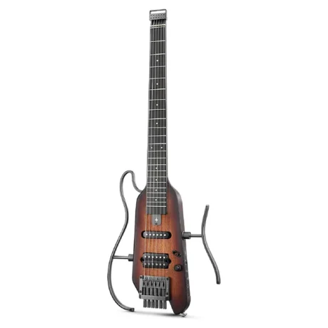 Guitarra eléctrica de viaje Donner HUSH X Sunburst sin cabezal