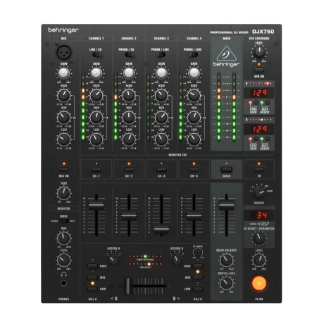 Mixer DJ de 5 canales Behringer DJX750 con efectos digitales y crossfader