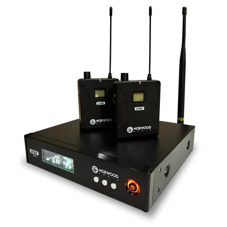 Sistema de monitoreo in ear doble Norwood LYNXTWINB con transmisor de rack y dos bodypacks