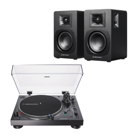 Pack Audio-Technica con tornamesa AT-LP120XUSB y parlantes activos AT-SP3X