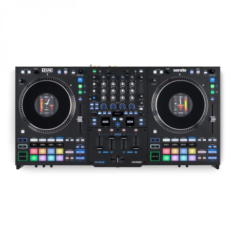 Controlador DJ Rane PERFORMERX de 4 canales con platos motorizados de 7 pulgadas