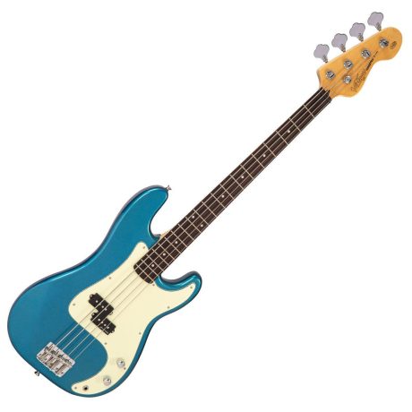 Bajo eléctrico Vintage V40 Coaster Candy Apple Blue de doble cutaway con pickguard