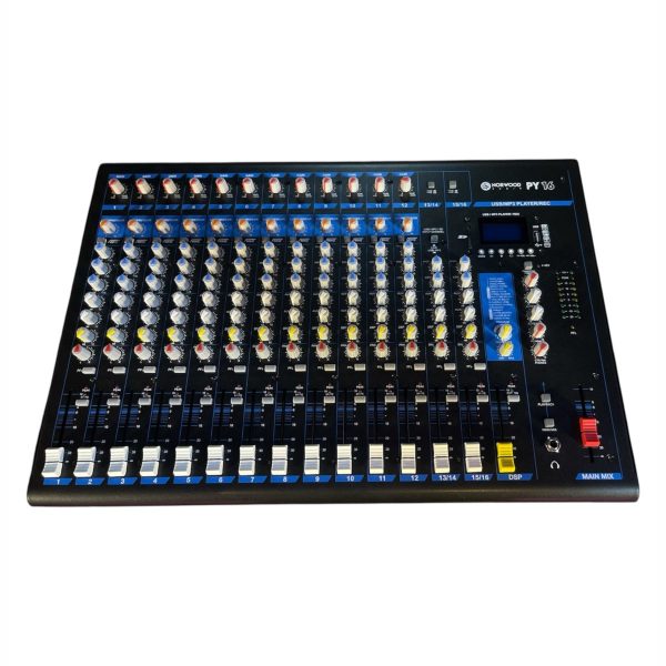 Consola de audio análoga Norwood PY16 de 16 canales con chasis metálico