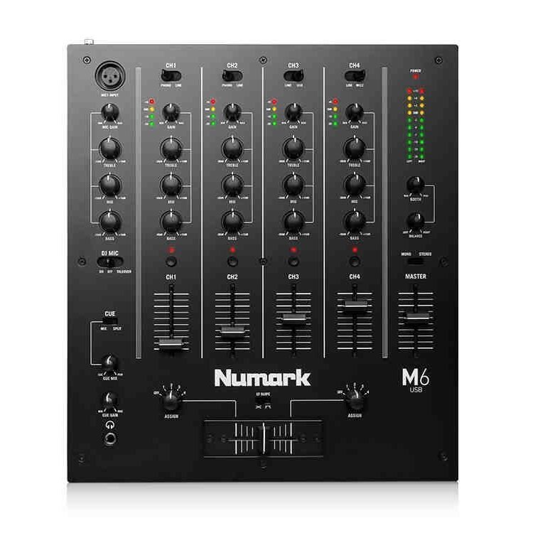Mezclador DJ Numark M6 USB de 4 canales con interfaz USB