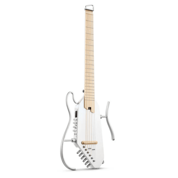 Guitarra de viaje Donner HUSH-I Pro blanca sin cabezal con funda
