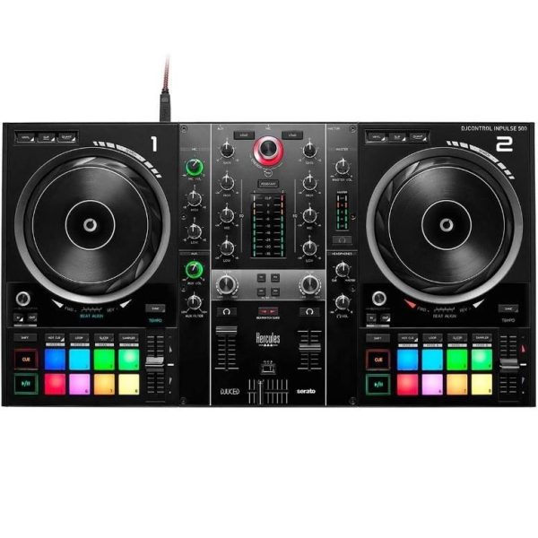 Controlador DJ Hercules DJControl Inpulse 500 de 2 decks con jog wheels y pads RGB
