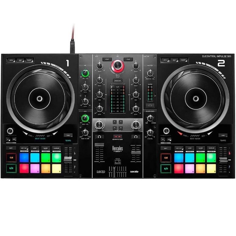 Controlador DJ Hercules DJControl Inpulse 500 de 2 decks con jog wheels y pads RGB