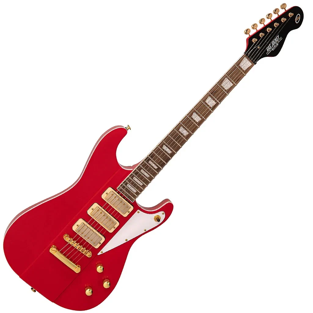 Guitarra eléctrica Vintage Joe Doe Gas Jockey roja de diseño retro