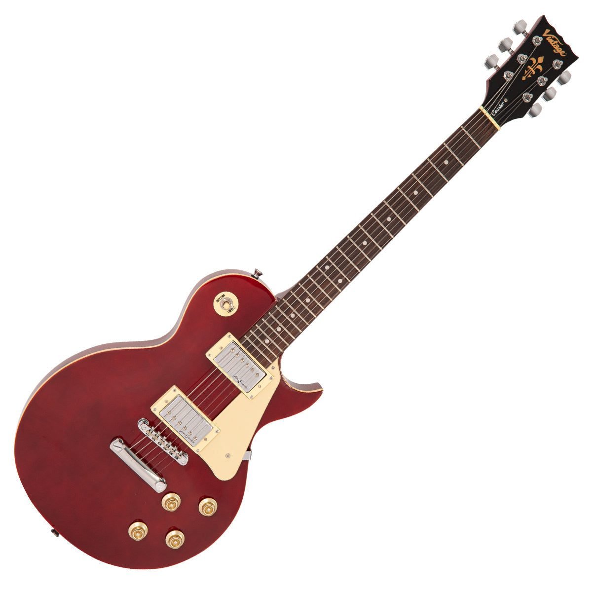 Guitarra eléctrica Vintage V10 Coaster Wine Red con cuerpo arqueado de aliso