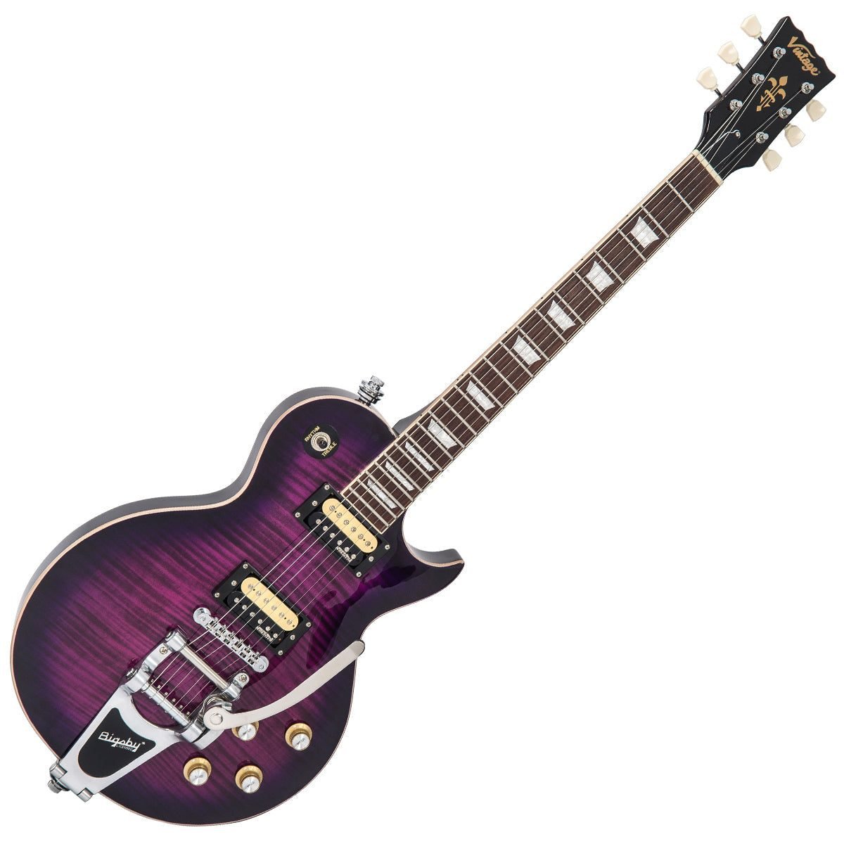 Producto Vintage V100 Purple Flamed Con Puente Bigsby