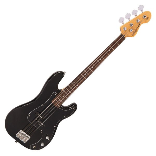 Bajo eléctrico Vintage V40 Coaster Gloss Black con cuerpo de paulownia