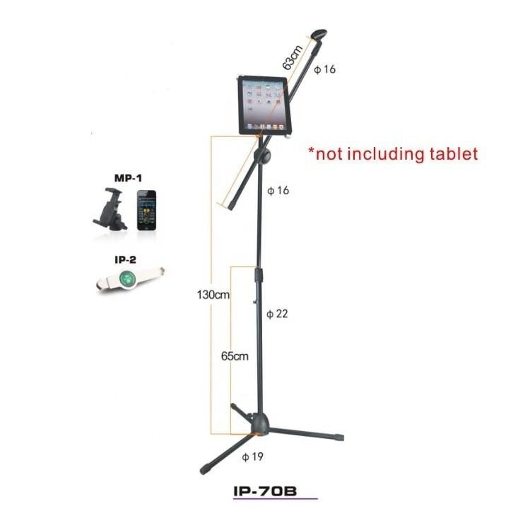 Pedestal de micrófono con soporte para tablet y teléfono